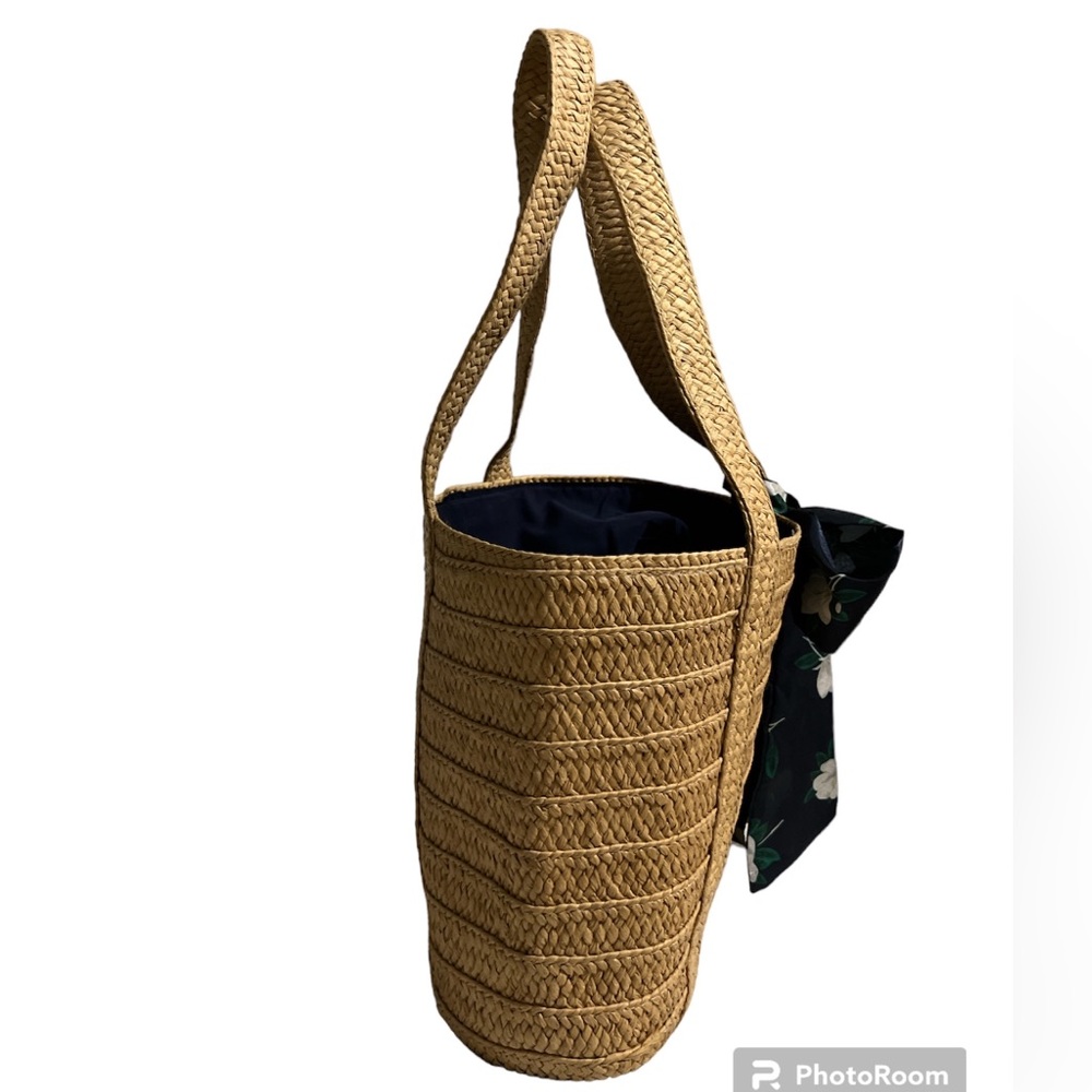 DRAPER JAMES NATURAL STRAW BAG. With bow Summer pool party Beach flirty Romantic - Picture 6 of 15